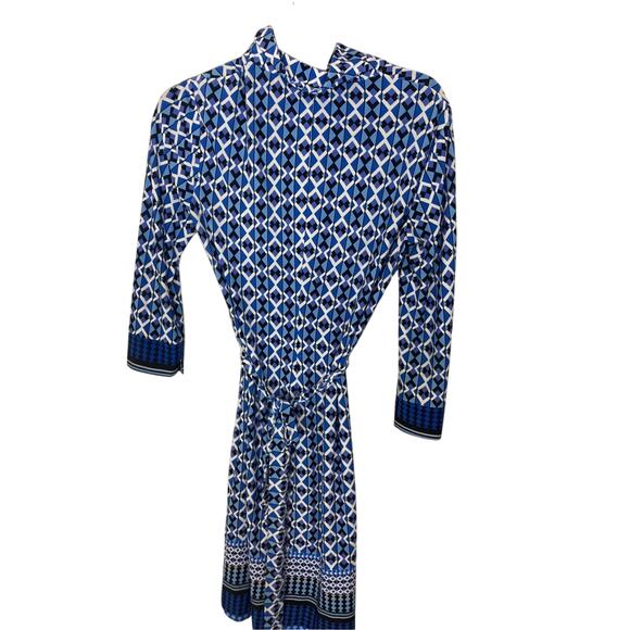 Donna Morgan Tribal Print 60's Housewife Fit and  Wrap Flare Dress - Picture 6 of 6